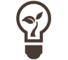 Lightbulb with sprout inside, symbolizing growth.
